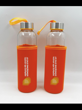 500ml Renkli Kılıflı Cam Matara