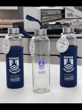 500ml Renkli Kılıflı Cam Matara